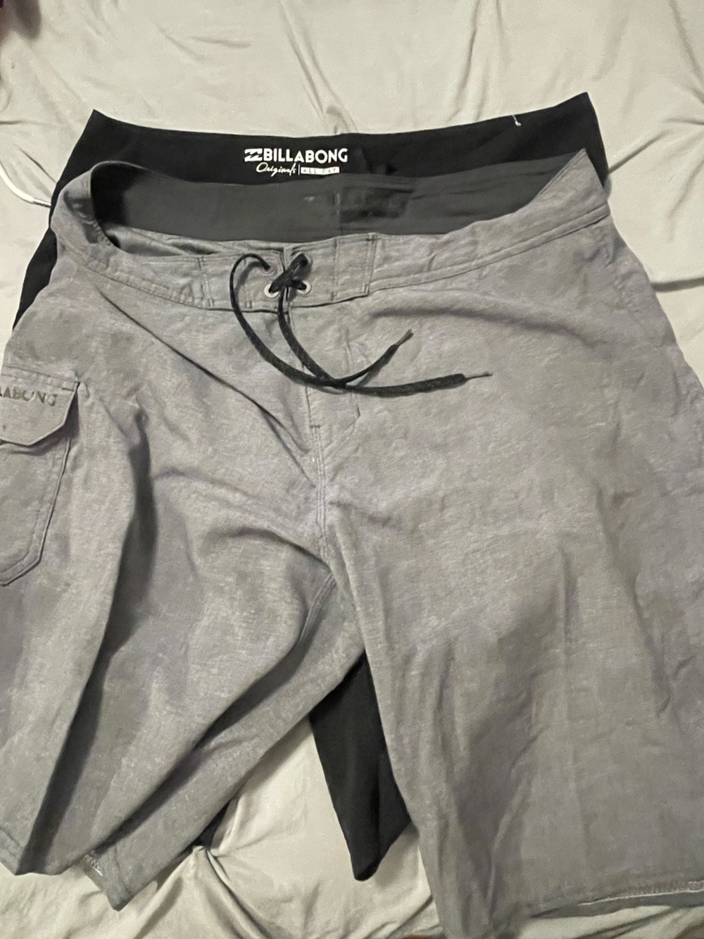 Billabong Men's Gray & Black Drawstring Swim Trunks